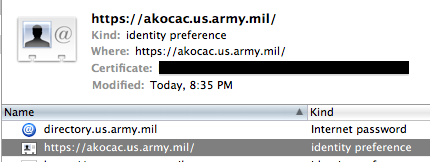 Example of URL added to identity preference